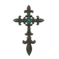 7003COP-TUR TURQUOISE CRYSTAL / COPPER WALL CROSS / W FDL DESIGN